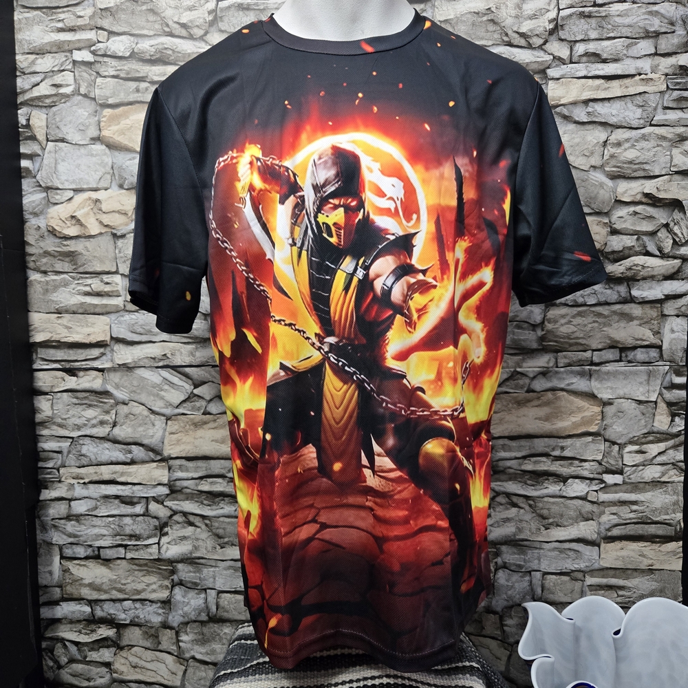 Mortal Kombat Scorpian  Men's Large Black and Orange 3D All Over Print